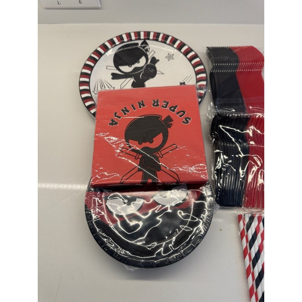 Ninja Birthday Party Supplies serves 24 Dinner Plates Dessert Plates Cups Napkin - Picture 12 of 12